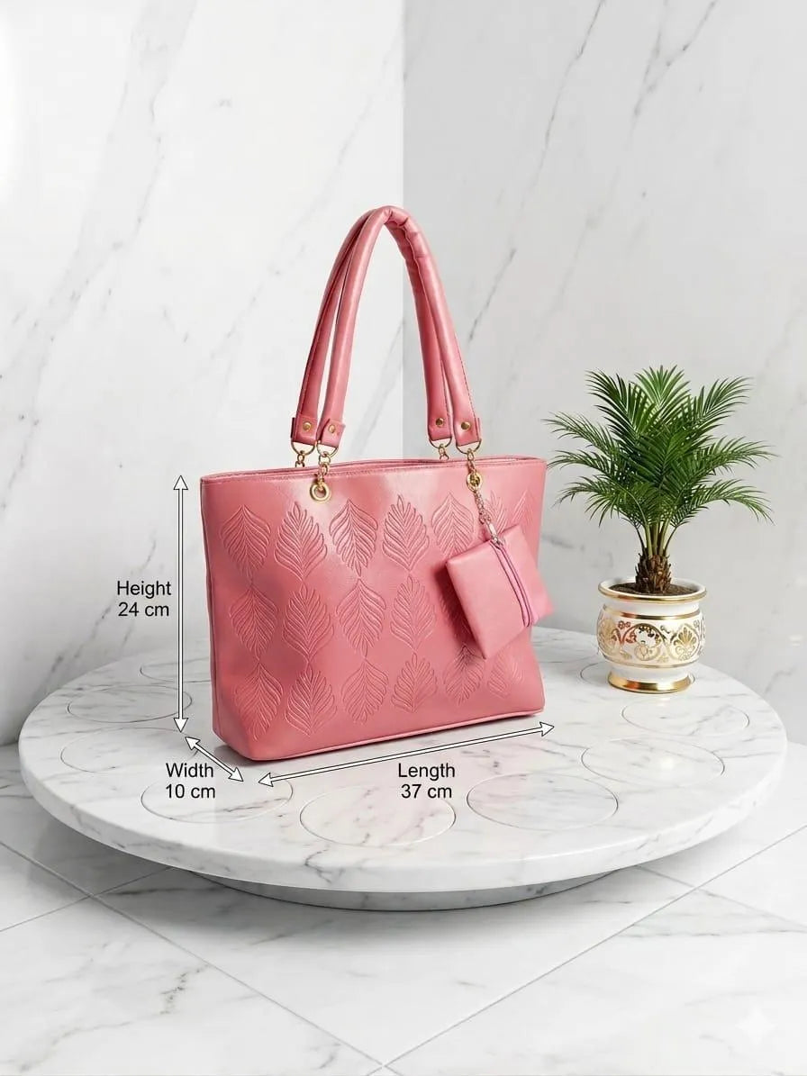Pink PU Leather Shoulder Bag for Women