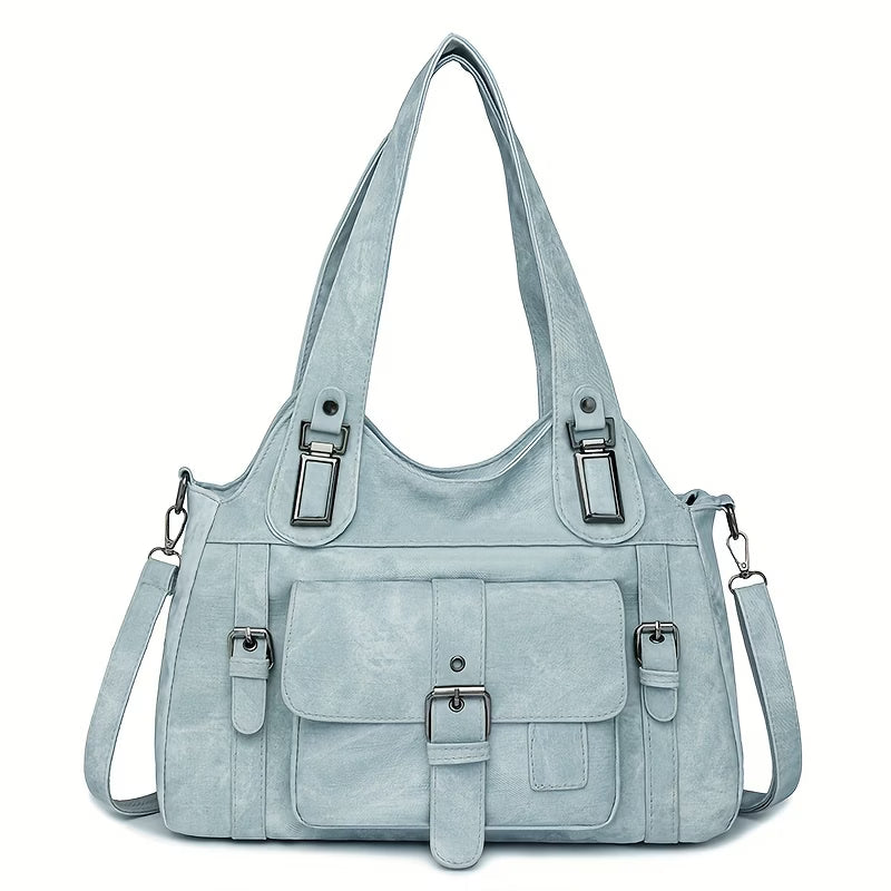 Taole Women's Retro Synthetic Tote Bag with Detachable Strap - Golden-Tone Hardware & Zipper Closure - Vintage Handbag for Work, Travel