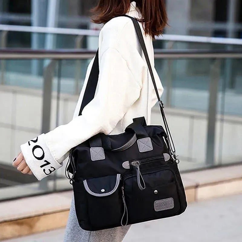 Ladies Waterproof Nylon Shoulder Bag Multiple Pockets