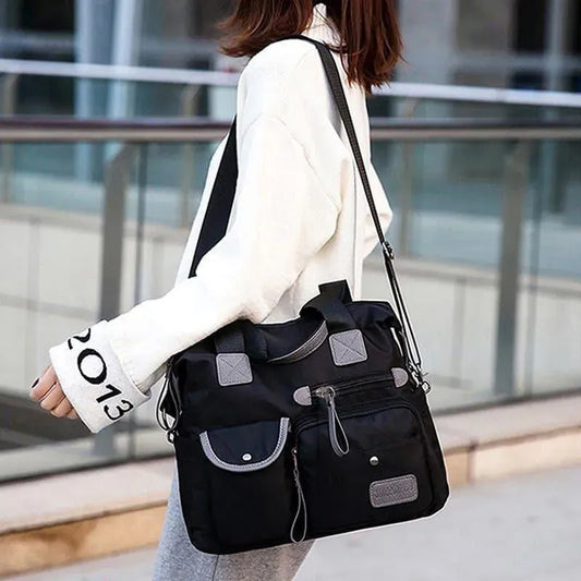 Ladies Waterproof Nylon Shoulder Bag Multiple Pockets
