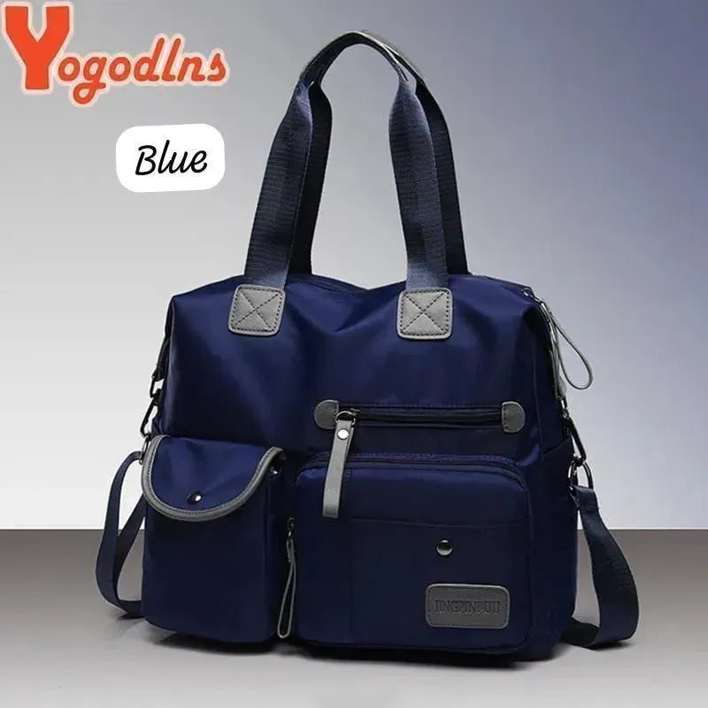 Ladies Waterproof Nylon Shoulder Bag Multiple Pockets