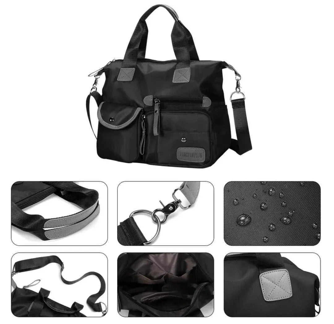 Ladies Waterproof Nylon Shoulder Bag Multiple Pockets
