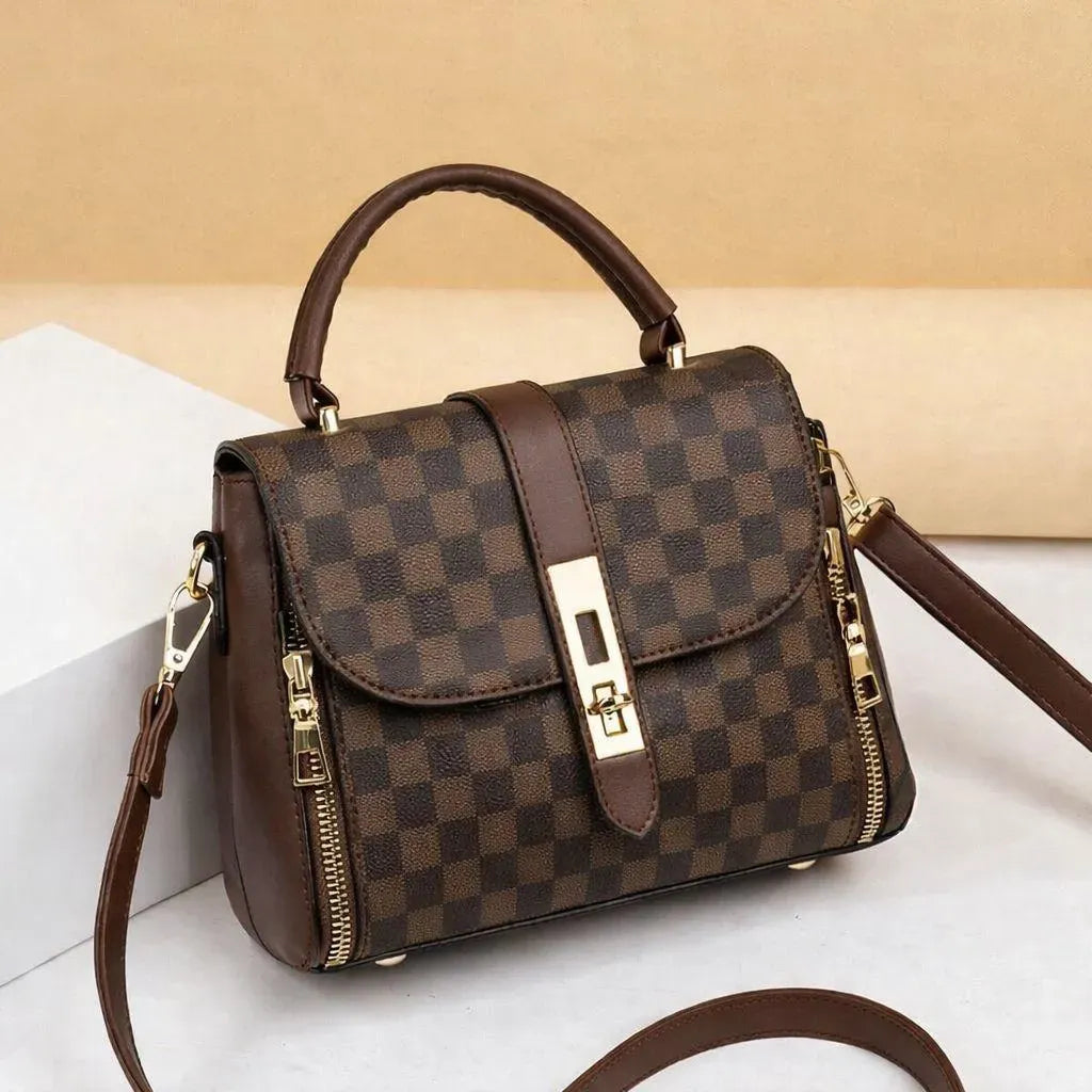 Women's Checkered Leather Shoulder Bag