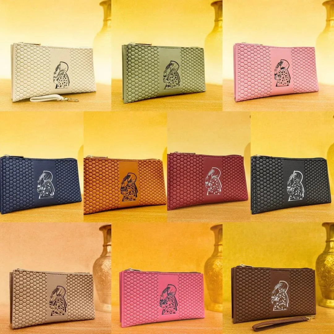 Leather Wristlet Clutches with Zipper Closure for Women