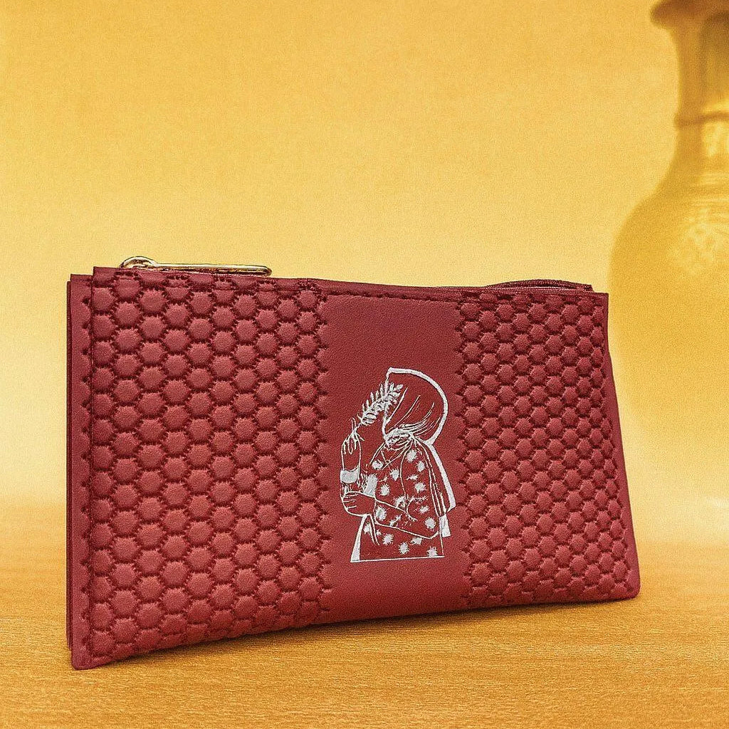 Leather Wristlet Clutches with Zipper Closure for Women