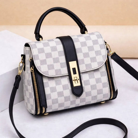 Women's Checkered Leather Shoulder Bag