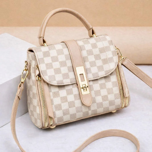 Women's Checkered Leather Shoulder Bag