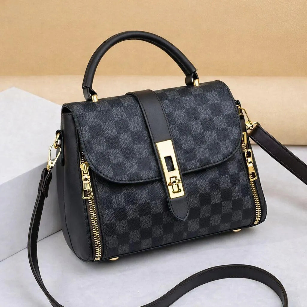 Women's Checkered Leather Shoulder Bag