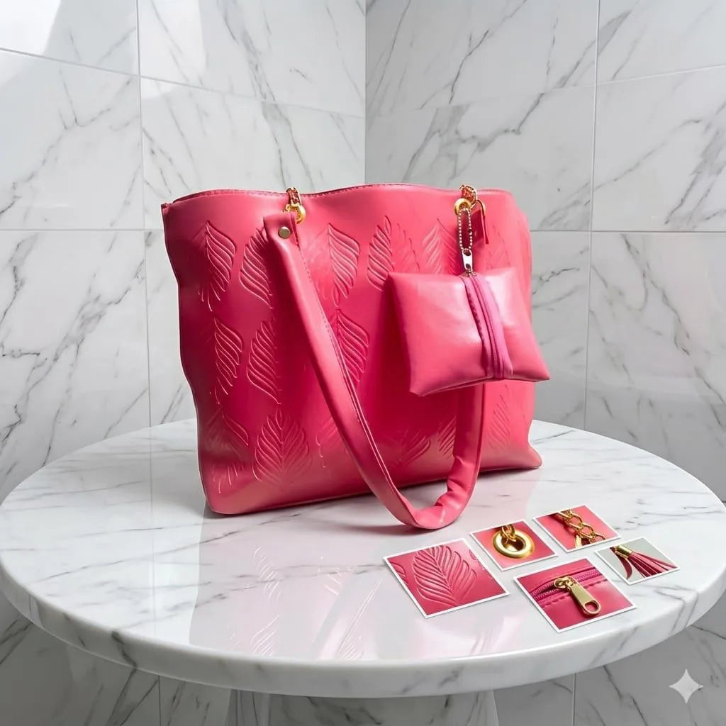 Pink PU Leather Shoulder Bag for Women