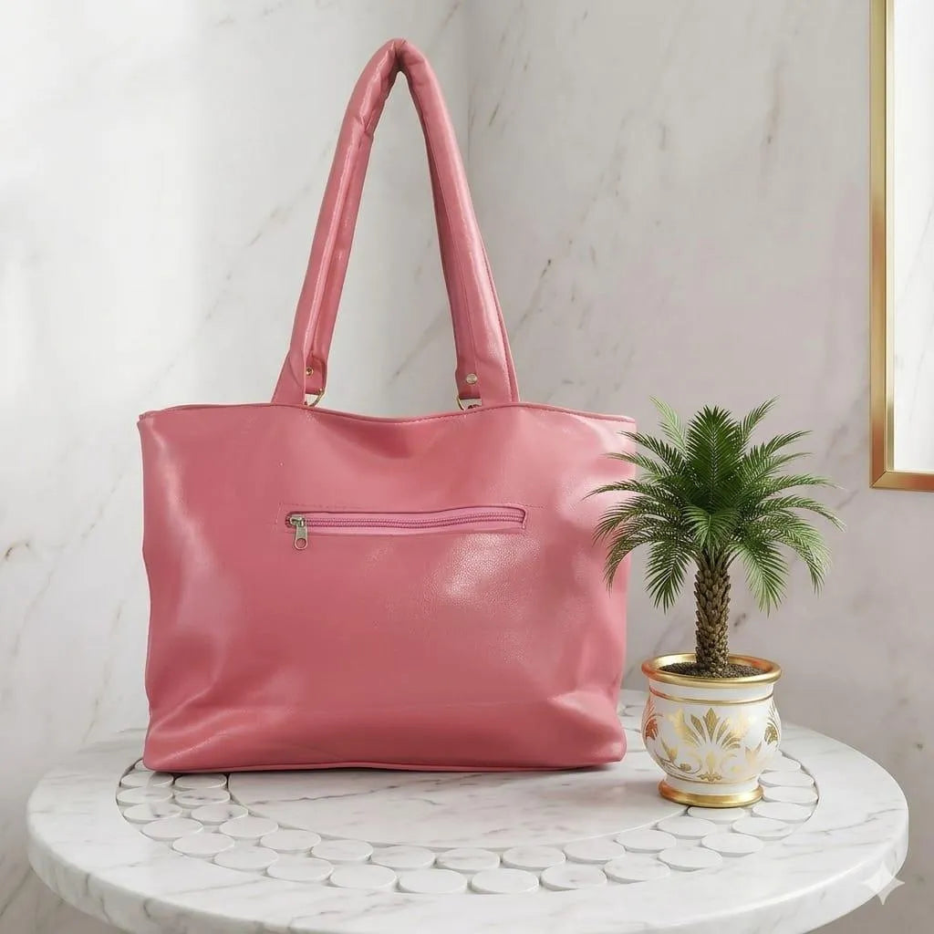 Pink PU Leather Shoulder Bag for Women