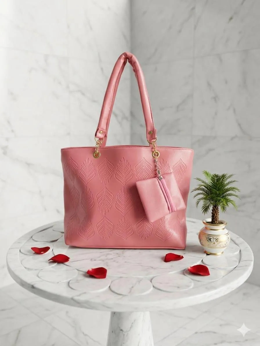 Pink PU Leather Shoulder Bag for Women