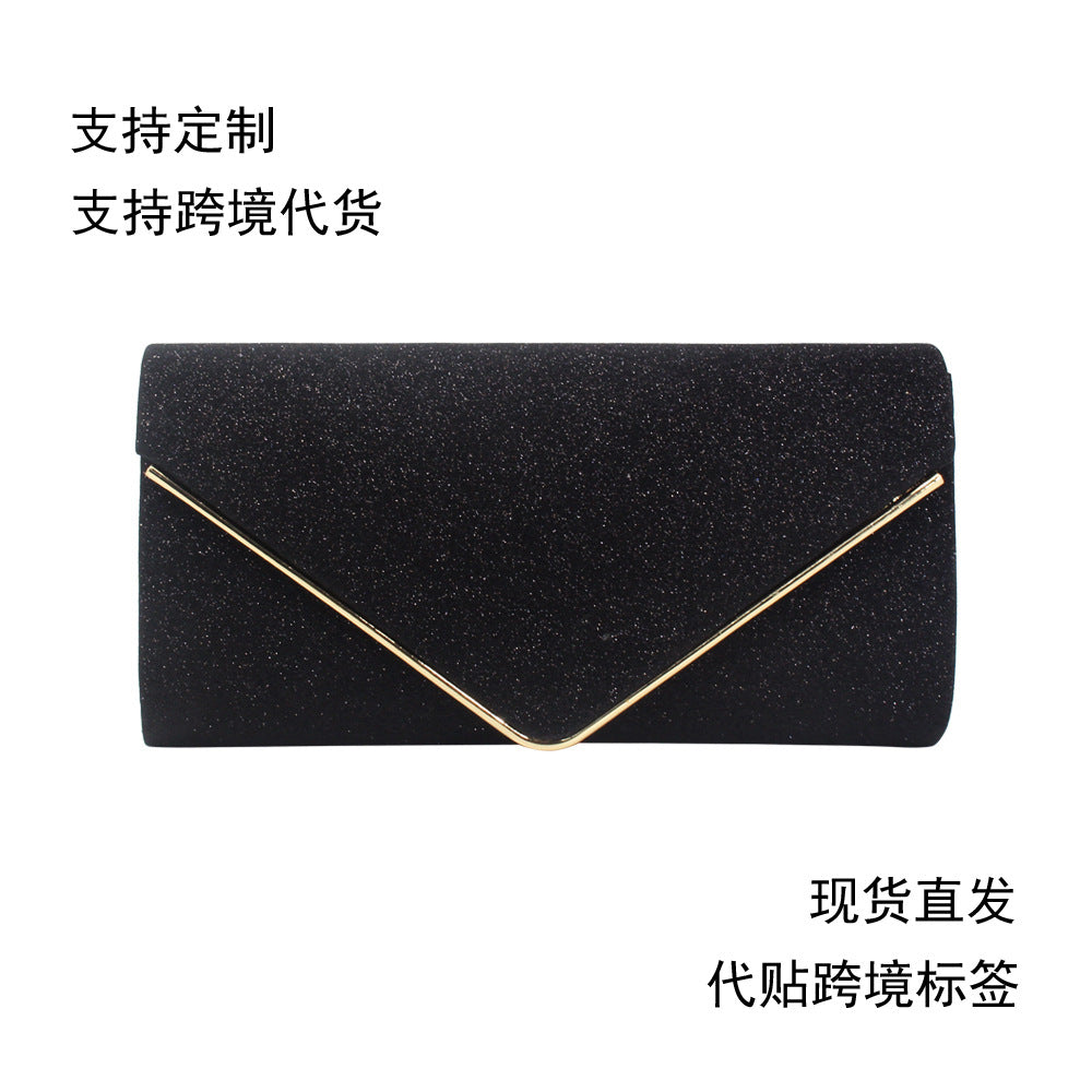 Glitter Clutch with Gold Clasp for Women
