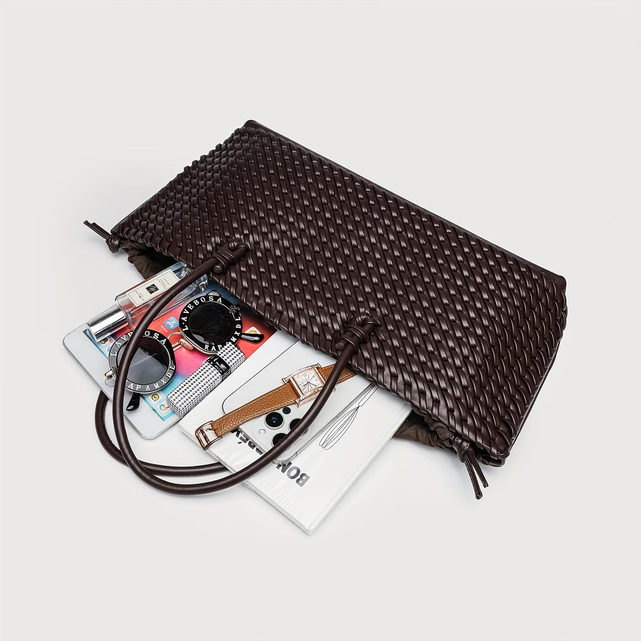 Premium Woven Handbag for Women, Includes Drawstring Cloth Bag Convenient And Practical Soft Superb Hand Feel Material